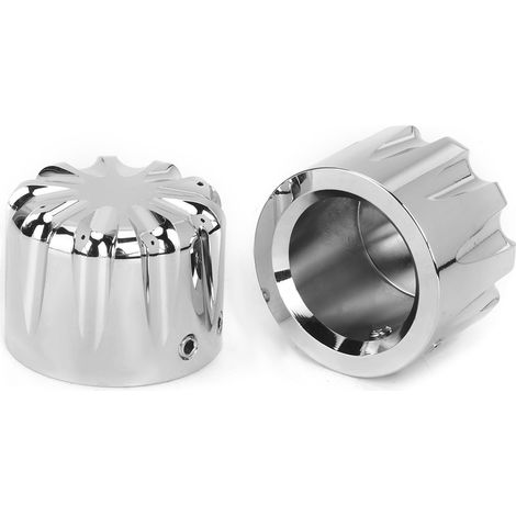 Paire d'embouts d'axe moto en aluminium CNC, style goutte d'eau, visserie de protection, pour Electra/Road Glide, finition électro-argenté (1/3)