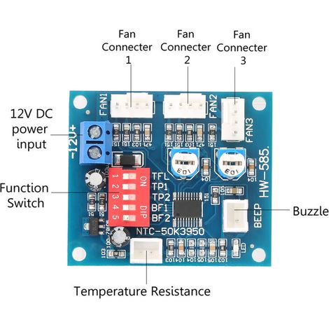Vieradriges PWM-Lüfterdrehzahlreglermodul (12V DC Temperaturregler) (1/4)
