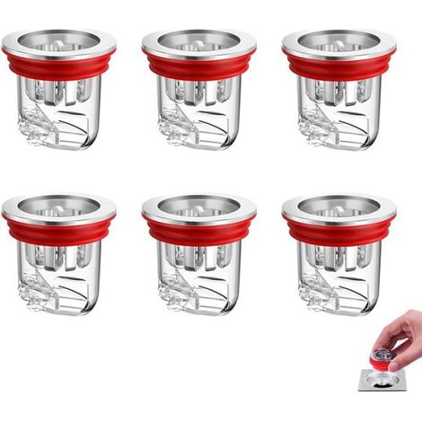 6 filtres évier anti-odeur 3.2-4.5cm, clapet anti-refoulement transparent pour salle de bain cuisine WC