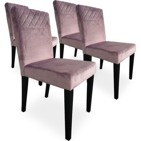 Lot de 4 chaises matelassées Milo Velours Rose