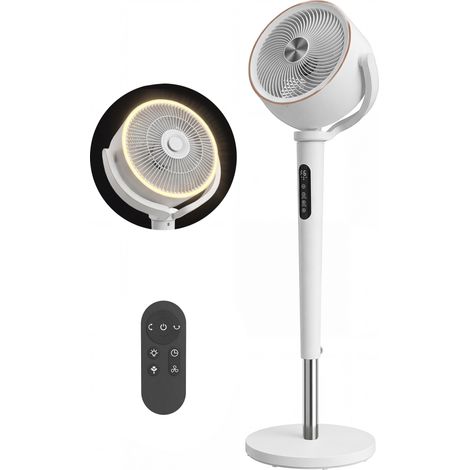 HOMCOM 20dB Silent Standing Fan, Oscillating Fan with 12 Speeds, White