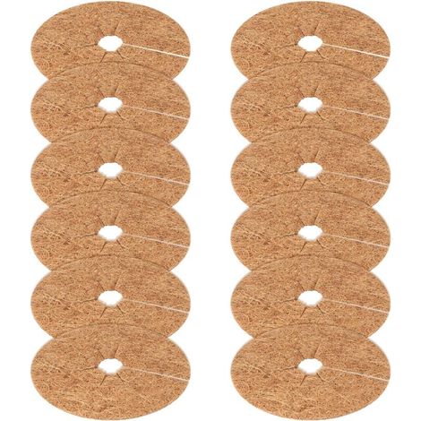 12 pièces Tapis de Coco Plantes, 20cm Disque de Protection Plante, Tapis de Noix de Coco Disque paillis Pot Tapis de Protection des Plantes, Anneau pour Protection des Racines (1/5)