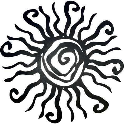 Décoration Murale Métal Soleil Spiralé 31 cm – Sculpture Murale Noire Antirouille pour Intérieur et Extérieur, Idéal Chambre, Jardin, Maison et Patio (1/5)