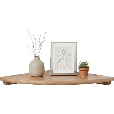 Corner Wall Shelf, Walnut Semi-Circle, Wall-Mounted (1/5)