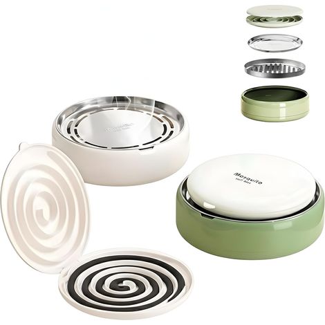 Lot de 2 supports de bobine anti-moustiques avec séparateur de bobine – Support de bâton d'encens, support de brûleur d'encens, bougeoir parfumé décoratif pour terrasse, jardin (1/5)