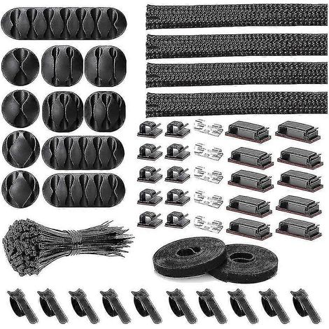 Kit de rangement de câbles de 152 pièces, comprenant des clips auto-adhésifs et des gaines de gestion de câbles. (1/5)