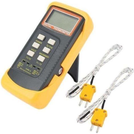 Type K Thermometer with Thermocouple Sensor 1300°C (Wired and Stainless Steel) (°C, °F and K with 4 Thermocouples) (1/4)