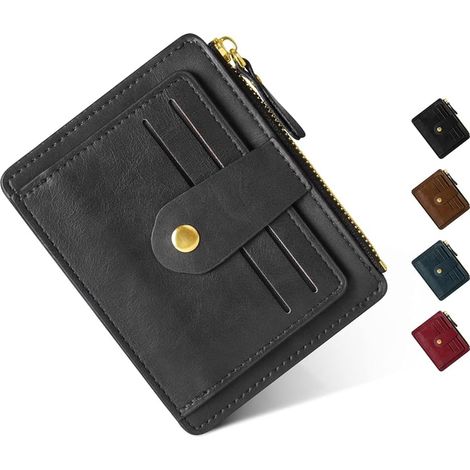 Petit porte-monnaie en cuir PU pour femme avec blocage RFID (gris),