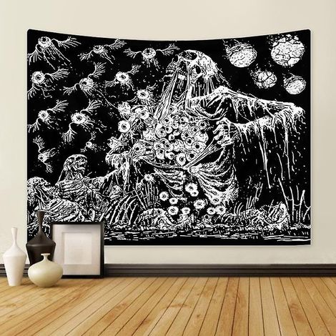 130x150cm Crne Noir Et Blanc Tenture Murale Tapisserie Pour La Nature Dcorations Couvre-lit Courverture Pour La Maison Salon Chambre Dortoir Dcor( (1/3)