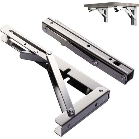 Ulisem Heavy-Duty Solid Aluminum Shelf Brackets, Folding Triangular Shelf Supports, Kitchen Wall Mount, Suitable for Kitchens, Bedrooms, and Offices Easy Installation (1/4)