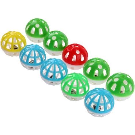 10pcs plastique coloré balles de chat avec cloches sonner balle activité amusante jeu jouet interactif pour chat chaton animaux (1/4)