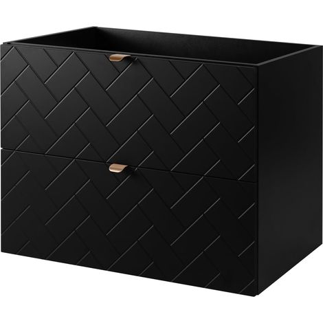 Mobile da bagno, Nero Opaco, 80 x 57 x 46 cm, Maniglie Dorate (1/5)
