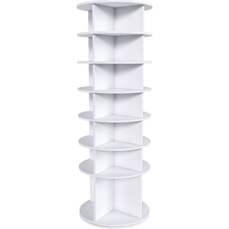 Zapatero giratorio de 7 niveles PVC blanco 360° para 28 pares 60 x 60 x 184 cm (1/5)