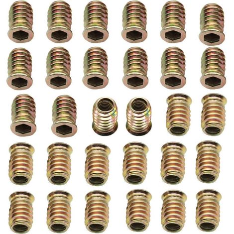 Écrous filetés pour meubles en acier au carbone galvanisé, 30 pièces, M8 x 20 mm, à six pans creux, pour meubles en bois (1/5)