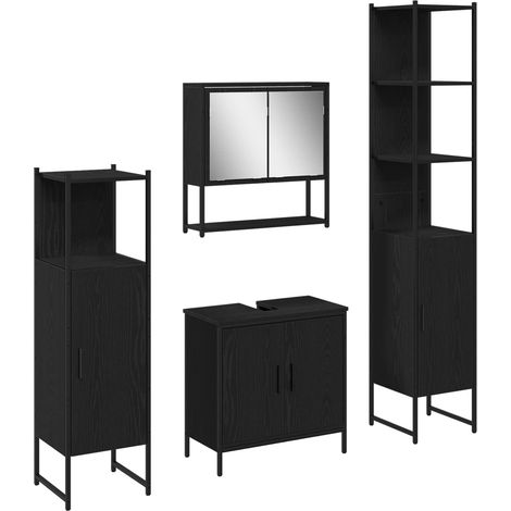 Maison Exclusive - Badezimmermöbel-Set mit Regal 4 pcs Schwarz Ho