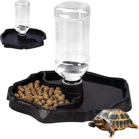 Distributeur d'eau pour reptiles tortues bol d'eau : gamelle pour reptiles pour tortues, distributeur automatique de nourriture pour réservoir d'eau, convient aux tortues, grenouilles, etc (1/5)