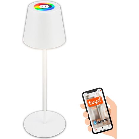 LED Tischlampe kabellos Tischleuchte Smart Appsteuerung Aussen/Innen Dimmbar
