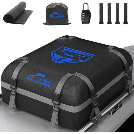 Sac de Toit 425-566 L, imperméable, Pas Besoin de Porte-Bagages, Coffre de Toit de Voiture avec Tapis antidérapant et 6 Sangles Robustes (Gris-425 L) (1/5)