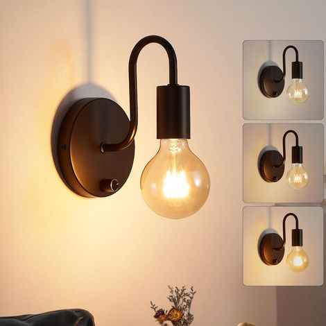 Applique Murale avec Interrupteur Dimmable Noire Fer E27 (1/5)