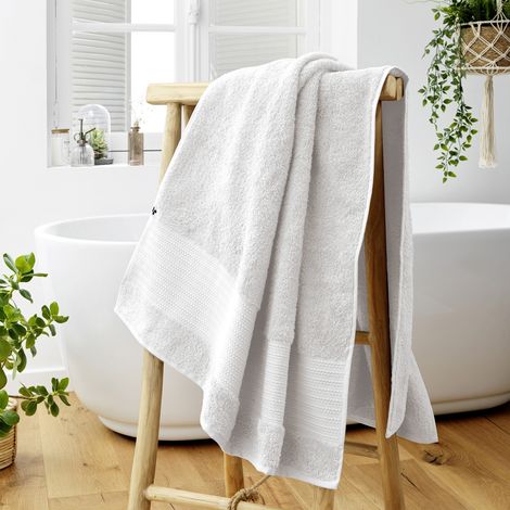 Drap de bain éponge 100% coton bio 600 grammes 90 x 150 cm Garance Blanc (1/4)
