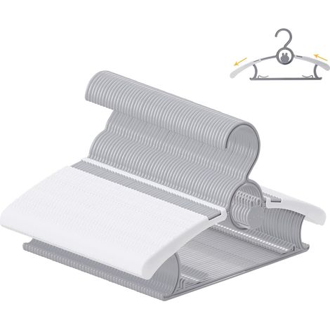 Packung mit 50 Babykleiderbügeln, rutschfeste Kinderkleiderbügel, verstellbare Babykleiderbügel von 28 bis 36 cm, platzsparende Kunststoffkleiderbügel für Mädchen, Jungen, Kleinkinder und Kinder (grau (1/5)