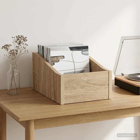vidaXL LP Record Box Sonoma Oak 23 x 33 x 16 cm Engineered Wood (1/5)