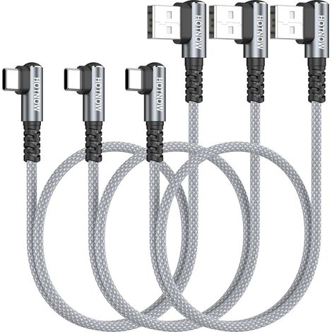 Câble USB C Coudé 50cm Lot de 3, 3A 90 Degrés Cable USB A Vers USB C Court (1/5)