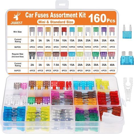160 Pcs Fusible Voiture Set, 96 Mini Fusibles Auto + 64 Moyenne Fusibles Automobile + 1 Extracteurs de fusibles - pour Voiture/RV/Camion/Moto (2A 3A 5A 7.5A 10A 15A 20A 25A 30A 35A 40A) (1/5)
