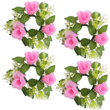 Support de Bougie Rose Simulation Mariage 4pcs, Décoration Fleurs Intérieur Salon Guirlande, Ornement Table Fête (1/2)
