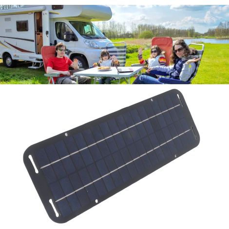 Kit de Panneau Solaire 12V 5W, Monocristallin Professionnel Portable pour Voiture/Moto/Bateau - ABS, 34.5x12.5cm, Charger Clip et 4 Ventouses (1/5)