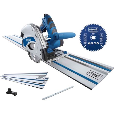 Scheppach Scie circulaire plongeante PL55 - 1200W - Ø 160 mm - profondeur de coupe à 90°/45° : 55/41 mm + 2 rails de guidage + lame supplémentaire (1/5)