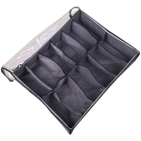 Organisateur de Rangement pour Chaussures Sous Lit avec Fenêtre Transparente et Couvercle Pliable en Tissu (1/4)