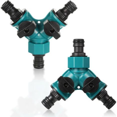 Lot de 2 Raccord Tuyau, Plastique ABS, Forme Y 2 Voies, 1/2 Pouce, Jardin Lavage (1/5)