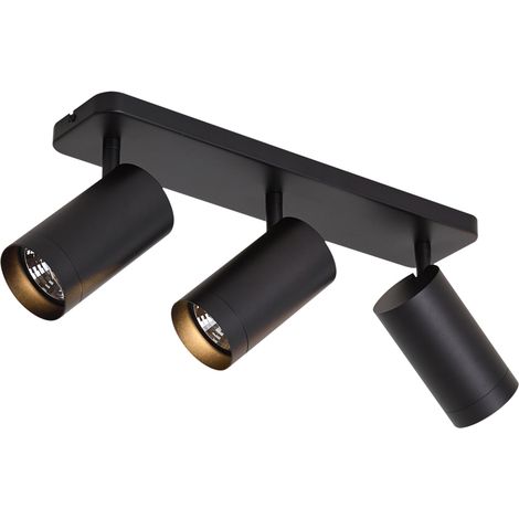 QAZQA Plafón moderno negro 3 luces GU10 70mm - Jeana Luxe (1/5)