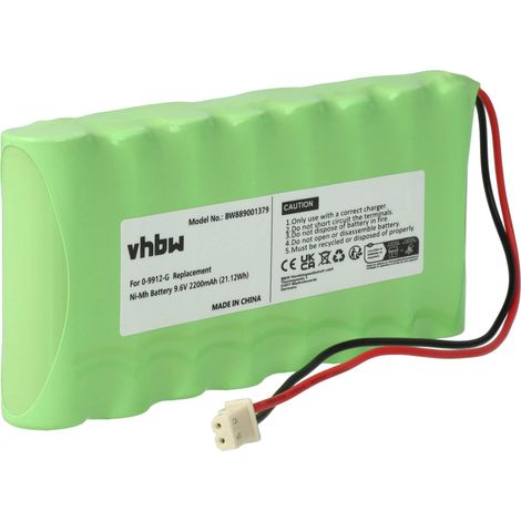 vhbw Battery Replacement for Visonic 0-9912-G, 100729, GP130AAH6BMX, 103-300672, GP180AAH8BMX for Alarm Units, Home Security (2200 mAh, 9.6 V, NiMH)