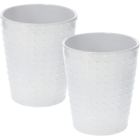 KOTARBAU Lot de 2 pots de fleurs en céramique pour orchidées H 150 mm Ø 120 mm Blanc à pois convexes (1/5)