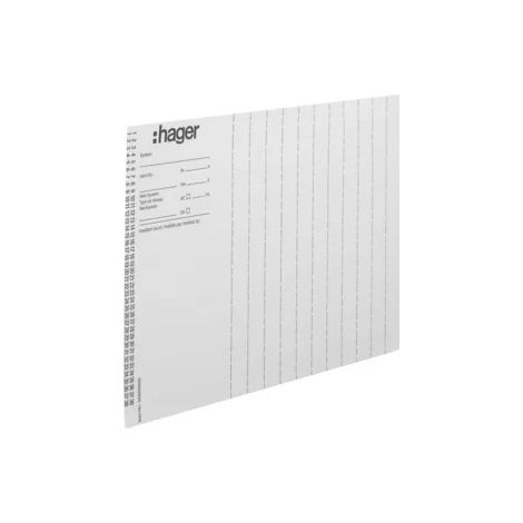 hager Beschriftungsbögen, univers Z, Installationsnummer, DIN A4, 10 Stück (1/2)