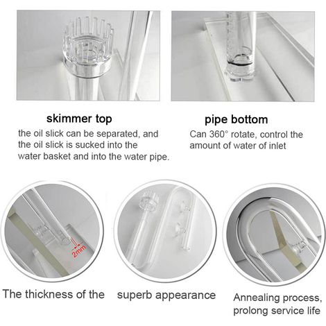 Tube d'entrée en verre Transparent avec écumoire de Surface pour plantes, filtre de cartouche d'aquarium, diamètre extérieur 13MM (1/5)
