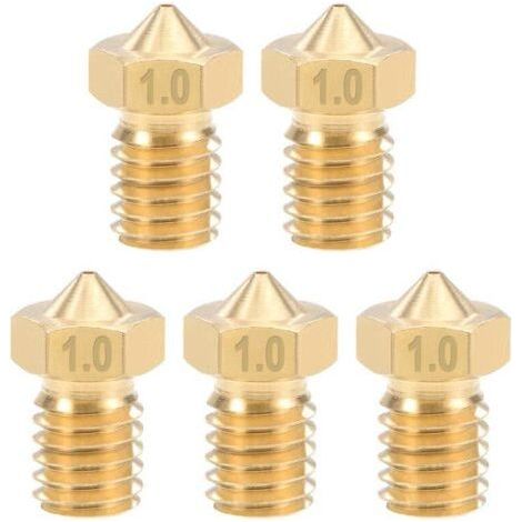 5pcs Buse d'imprimante 3D buse en laiton de 1.0 mm pour imprimante 3D à filament e3d V5 - V6 de 1.75 mm (1/4)