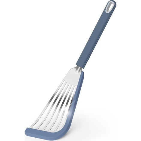 Spatule à poisson en silicone adaptée aux poêles antiadhésives, idéale pour saisir poissons, œufs et crêpes sans rayer (1/5)
