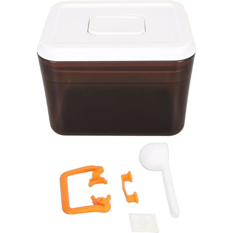 Boîte de conservation alimentaire étanche hermétique avec couvercle à bouton poussoir pour céréales riz farine sauce 1000ML Marron foncé (1/5)