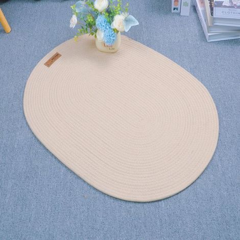 Ovale Kratzmatte für Katzen, 40×60 cm, aus Baumwollseil fusselfrei, kratzfest, Kratzbrett und Schlafmatte Jahreszeiten (für Katzen bis ca. 3,6 kg (1/4)