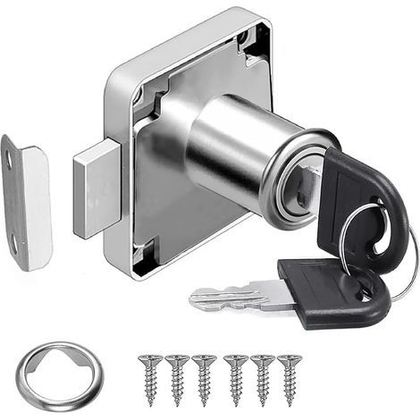 verrou à came de 22 mm, serrure boîte aux lettres verrou placard serrure d'armoire de sécurité avec clé différente serrures pour meubles, armoire, boîte aux lettres, tiroir, bureau, casier. (1/5)