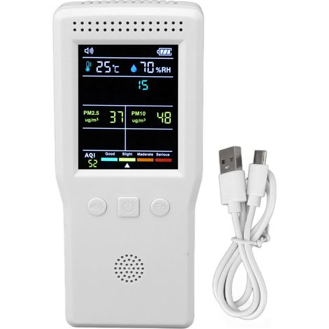 9 in 1 Air Quality Monitor High Accuracy Multifunction Handheld HCHO Tester for Baby Room Hospital White