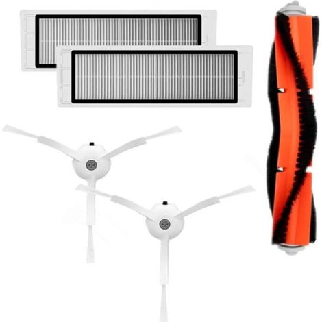 Kit d'accessoires pour aspirateur, kit d'accessoires pour aspirateur robot XIAOMI MI, pièces de rechange pour aspirateur robot incluses 1 brosse principale, 2 brosses latérales et 2 filtres HEPA