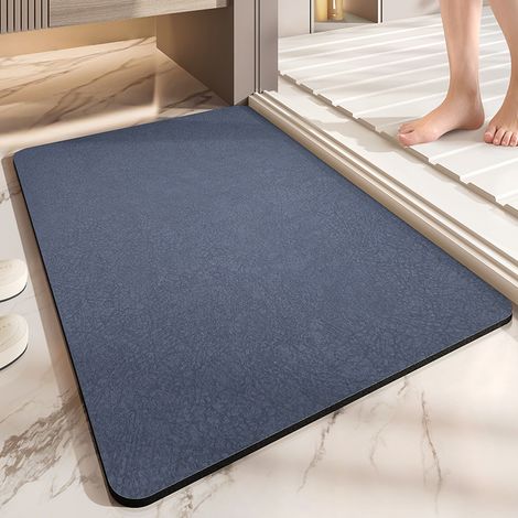Tapis de sol en diatomite bleu marine 60x90 cm, séchage rapide, surface antidérapante pour salle de bain familiale (1/5)