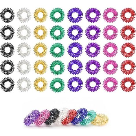 40 Stück Akupressur Ring Set, Massageringe für Finger Akupressurring, Massage Ring für Stress Reduzierstück und Förderung der Durchblutung, Fingermassage oder Zehenmassage (1/5)