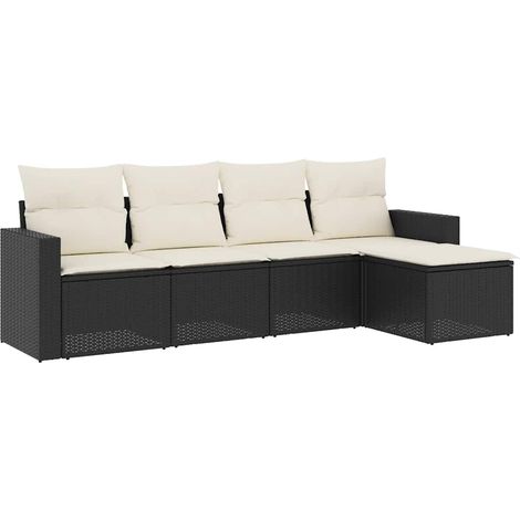 Maison Exclusive - Set Divani da Giardino 5 pz con Cuscini in Polyrattan Nero (1/3)