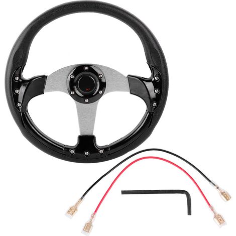 Volant Sport Racing Dérive Universel 350mm/14in Cuir PU Noir pour Auto (1/5)