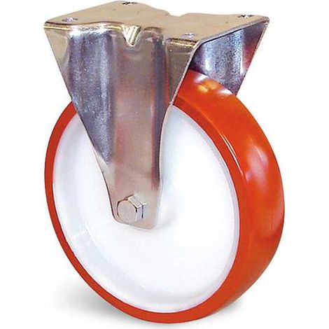 Roulette polyuréthane rouge à platine fixe D 150mm - GUITEL HERVIEU - EF5BA150-28L
